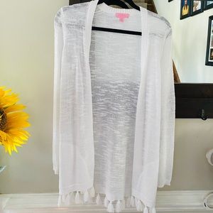 Lilly Pulitzer white tassel cardigan sweater